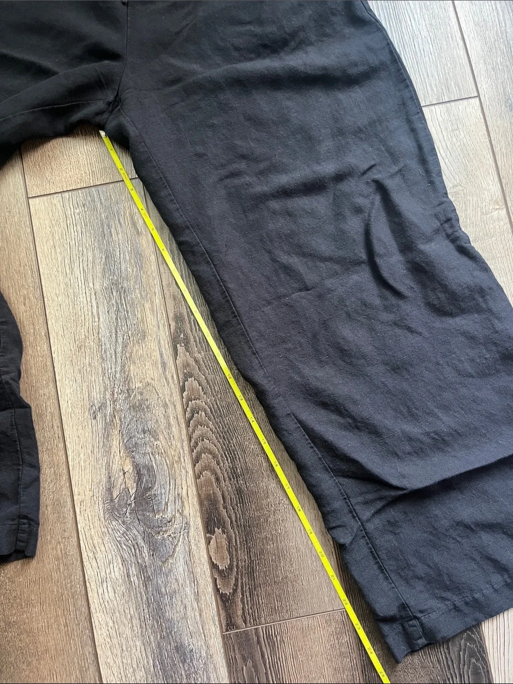 H&M Black Linen-blend Drawstring Pull-on Pants Women’s Size Small